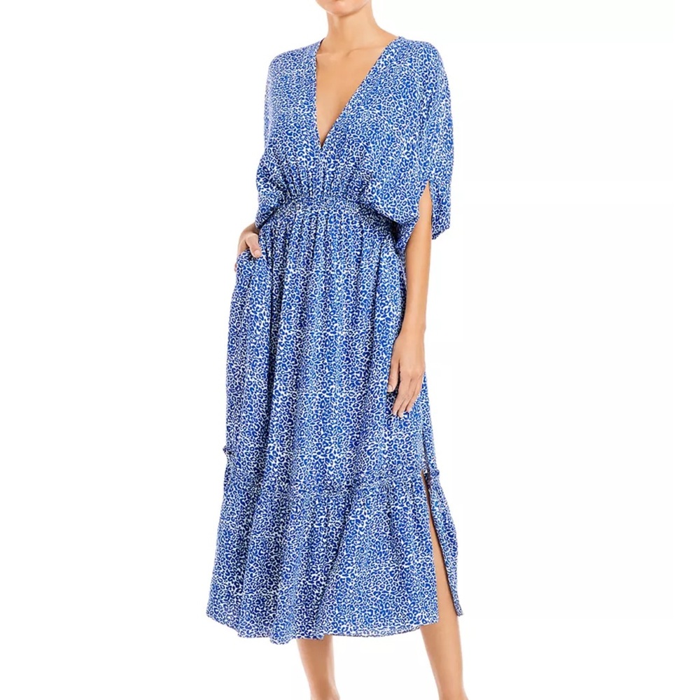 Lemlem Halima Plunge Neck Dress Swim Cover-Up - Size Medium